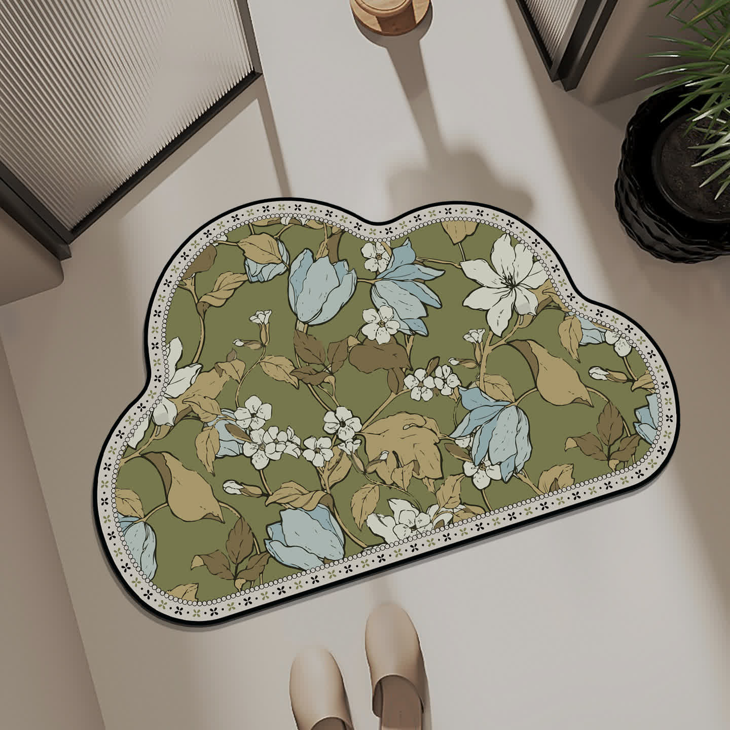 Pastoral Cloud-shaped Quick-dry Bath Mat - C - 23" x 35" - image 2
