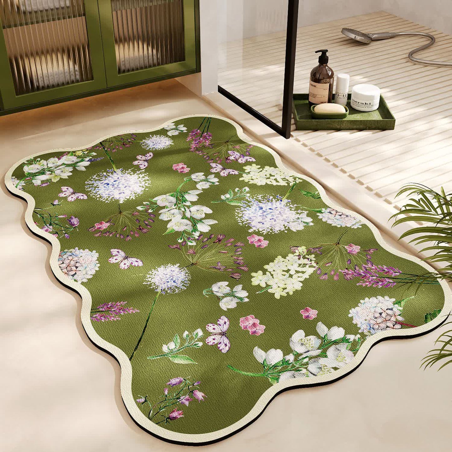 Diatom Mud Anti-slip Floral Bath Mat - C - 23" x 35" - image 2