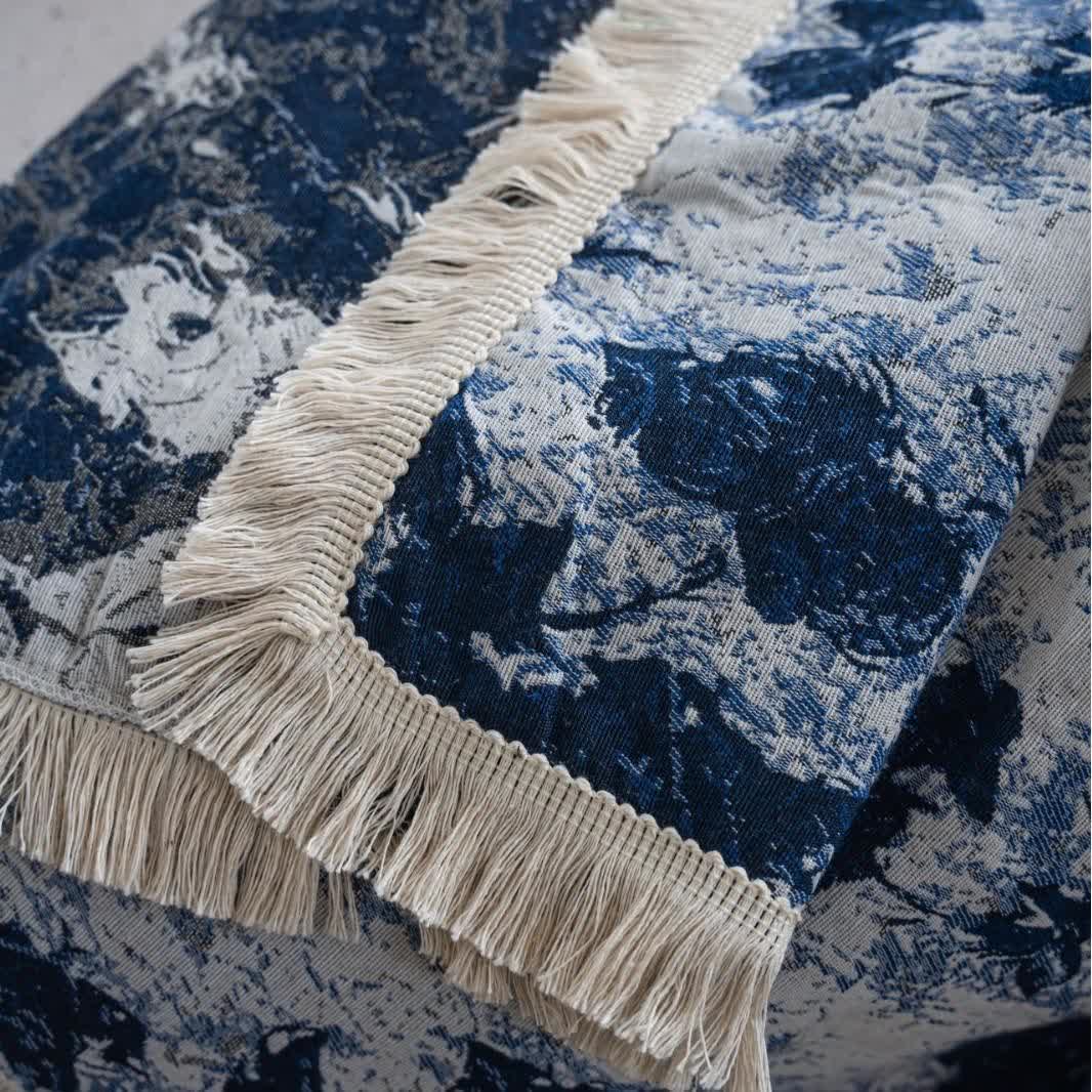Blue Abstract Jacquard Sofa Throw Blanket - image 5