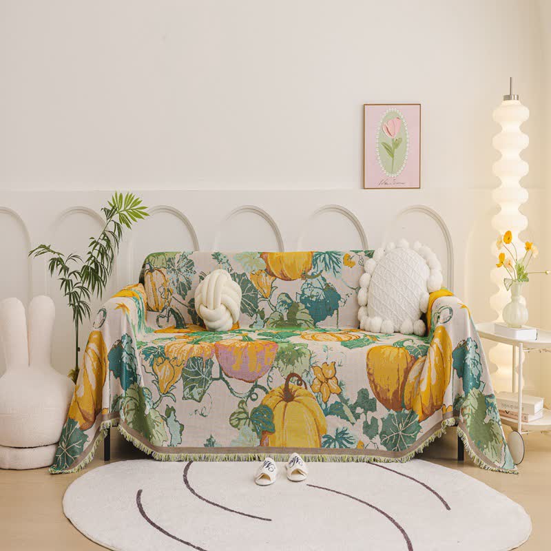Harvest Pumpkin Sofa Throw Blanket - 71" x 134" - image 0