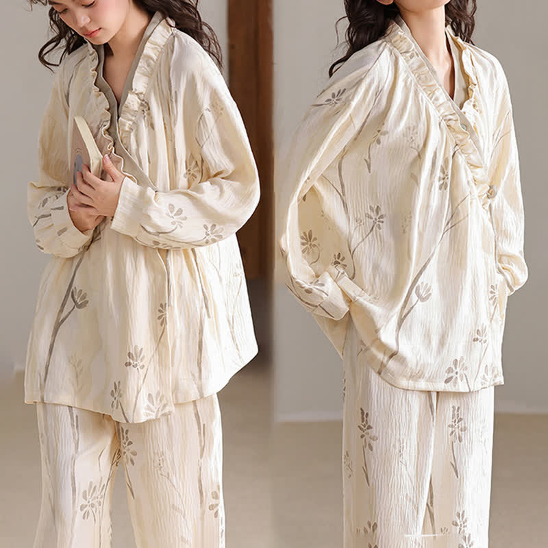 Artistic Flower Kimono Loungewear Set - image 2