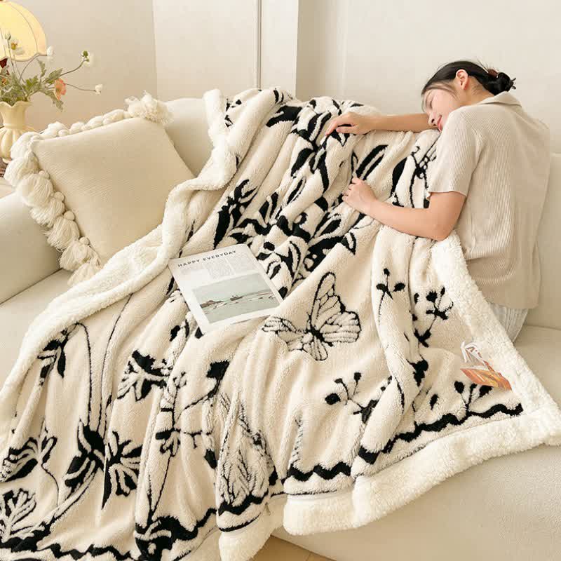 Botanical Leaf Butterfly Warm Throw Blanket - image 7