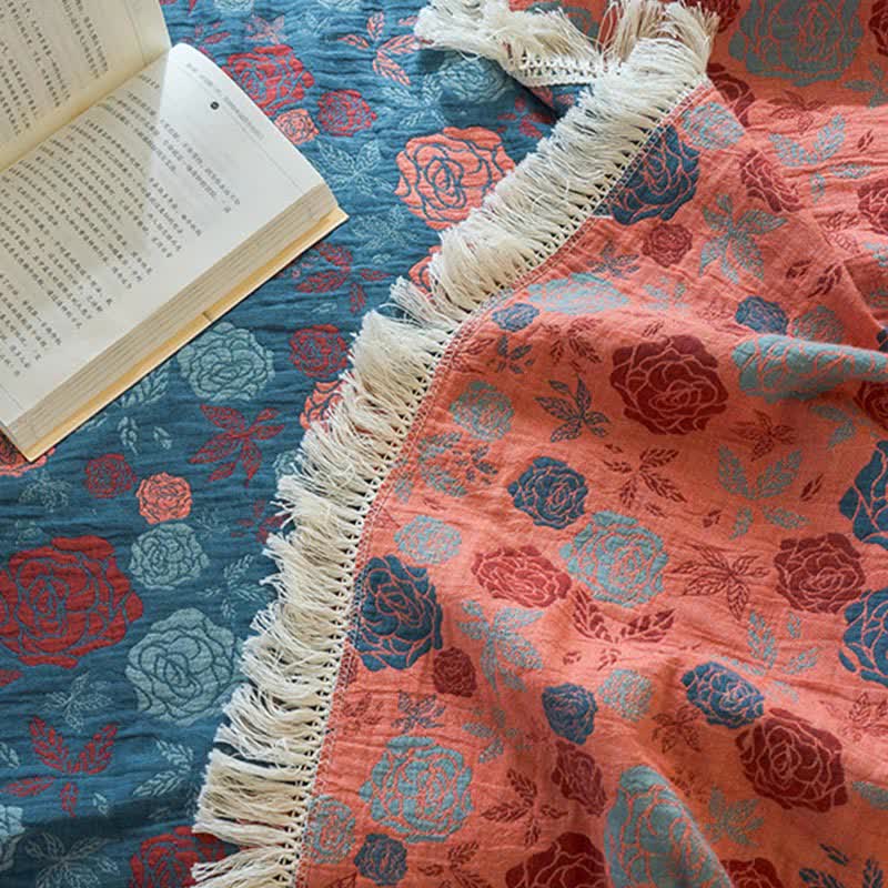 Rose Jacquard Cotton Linen Reversible Quilt - image 5