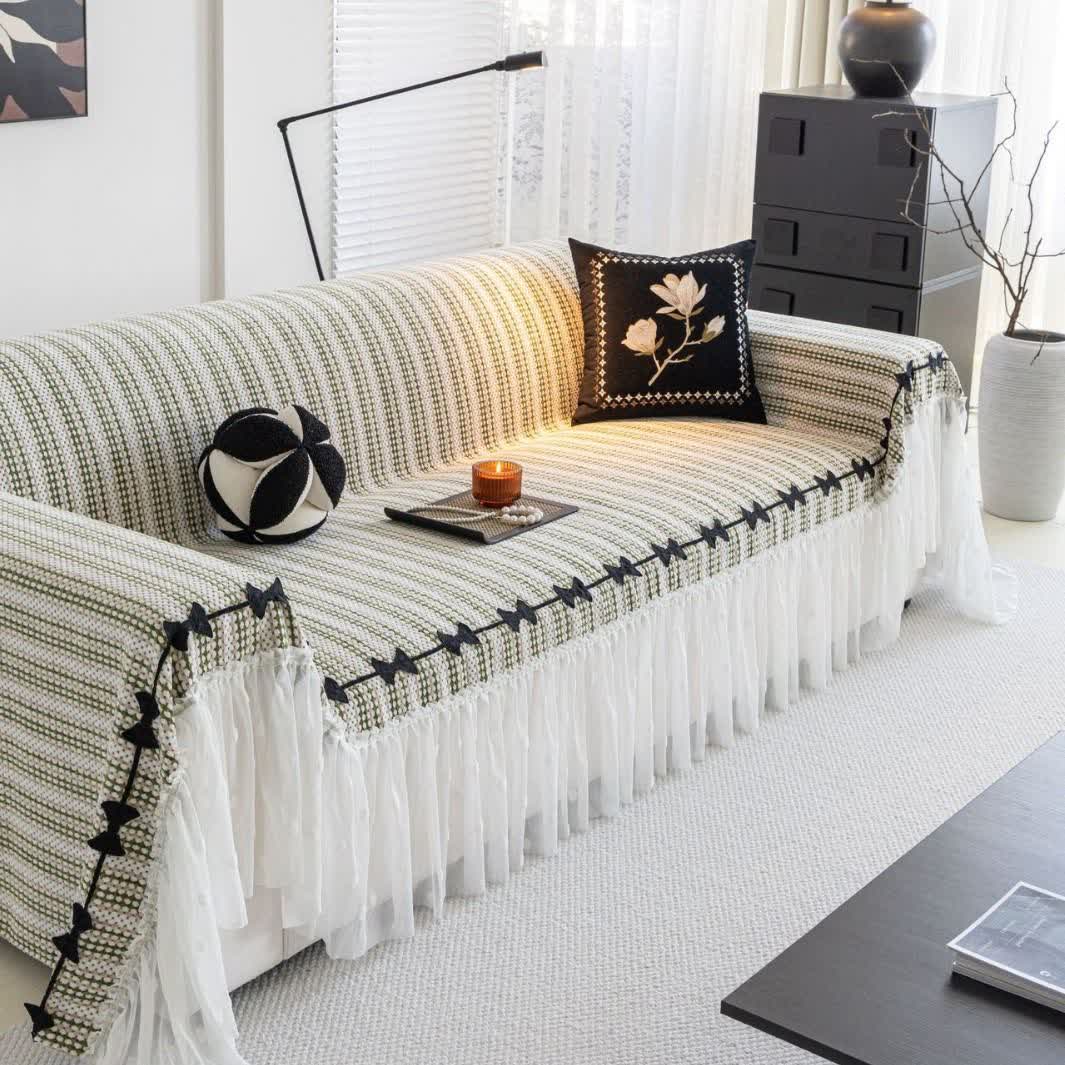 Bow Ruffle Chenille Sofa Protector - image 13