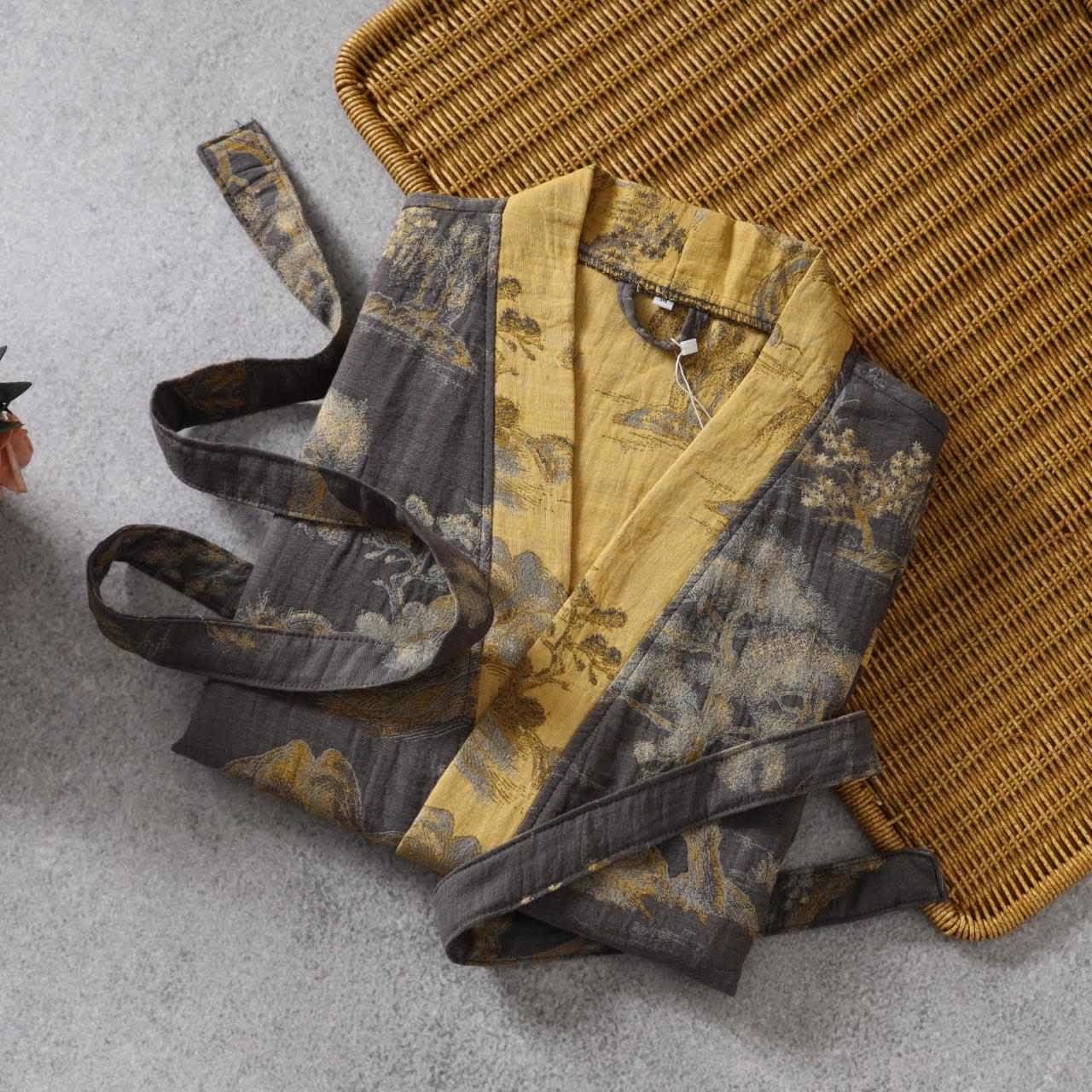 Landscape Cotton Gauze Yukata Robe - image 1