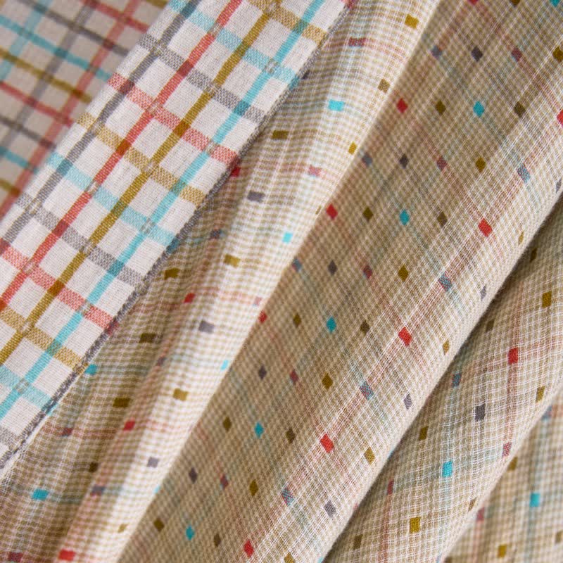 Colorful Gingham Cotton Gauze Kimono Robe - image 5