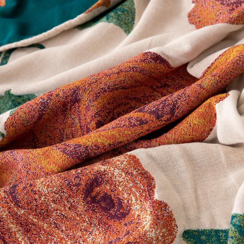 Rose Cotton Gauze Reversible Tassel Quilt - image 6