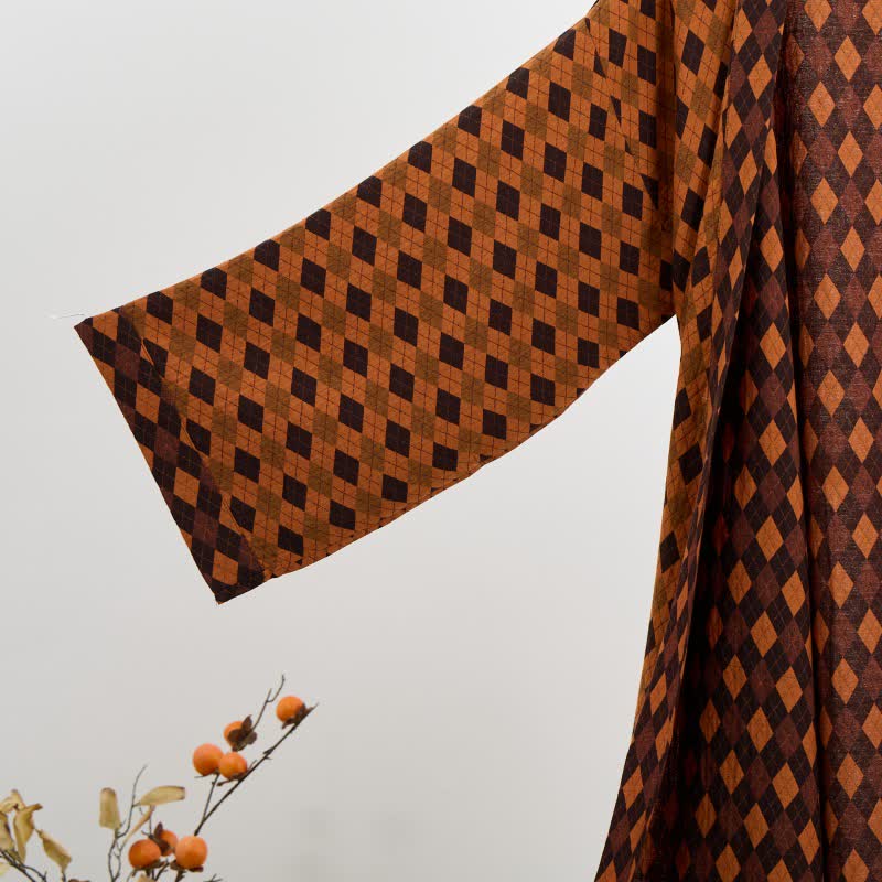 Diamond Plaid Cotton Gauze Kimono Robe - image 9