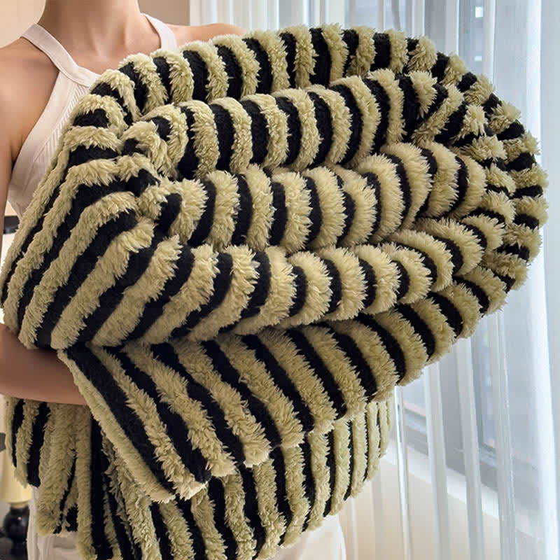 Timeless Style Striped Jacquard Blanket - Black & Green - Queen - image 17