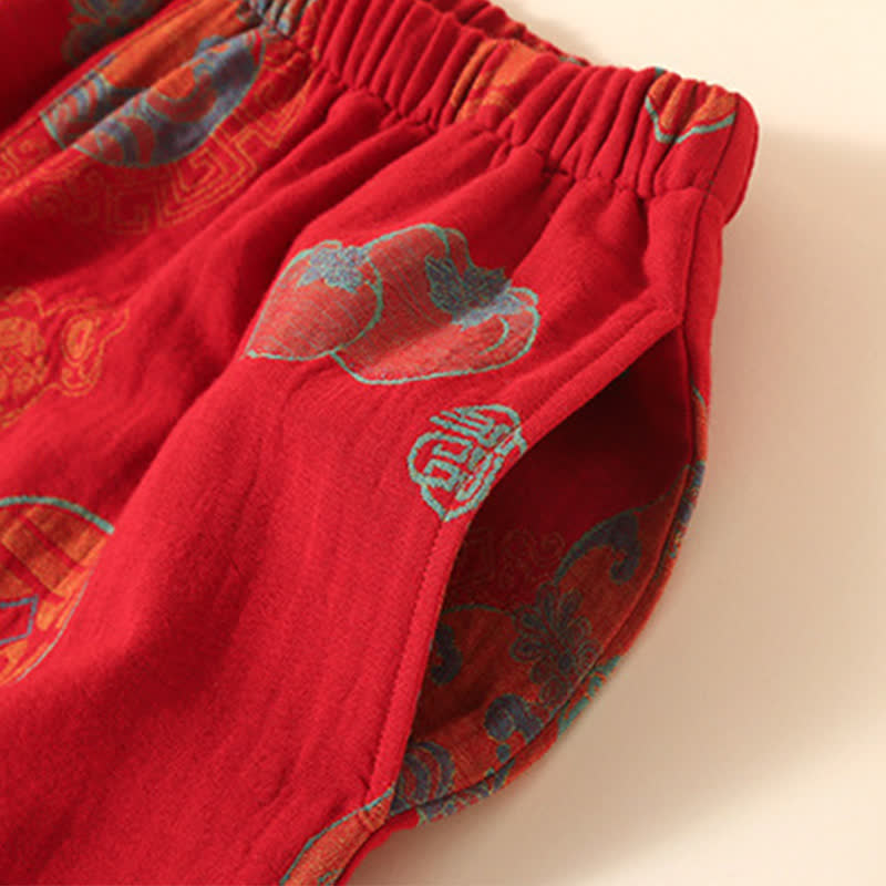 Auspicious Gourd Persimmon Cotton Loungewear Set - image 4