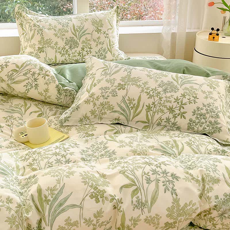 Organic Botanical Leaf Cotton Bedding Set(4PCS) - image 4