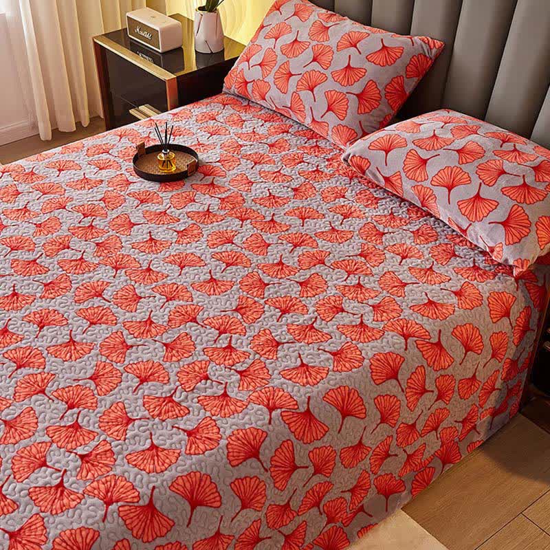 Ownkoti Ginkgo Leaf Quilted Plush Coverlet - image 6