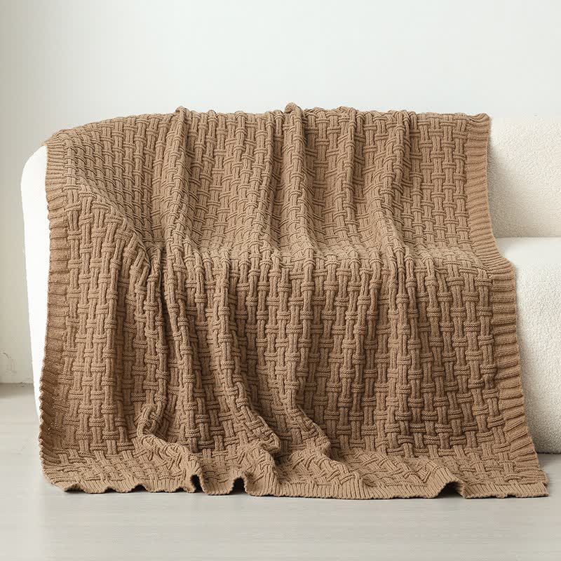 Ownkoti Solid Knot Textured Knit Throw Blanket - Dark Khaki - 59"W x 79"L - image 18