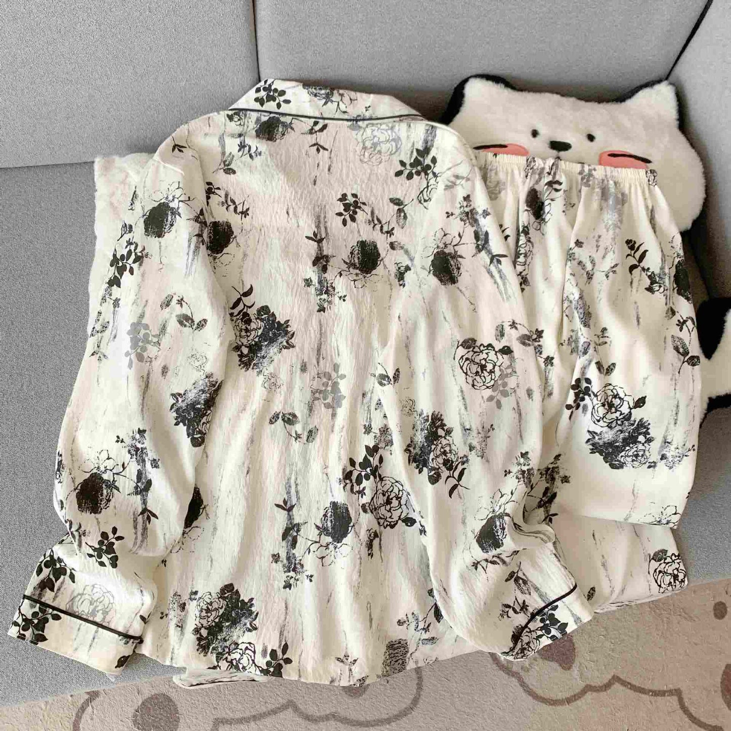 Ownkoti Ink Style Rose Print Loungewear Set - image 1