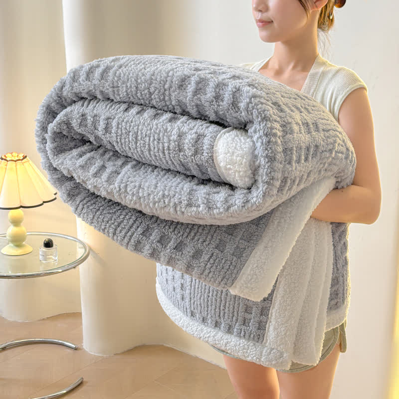 Ownkoti Reversible Plaid Sherpa Throw Blanket - Gray - Queen - image 6