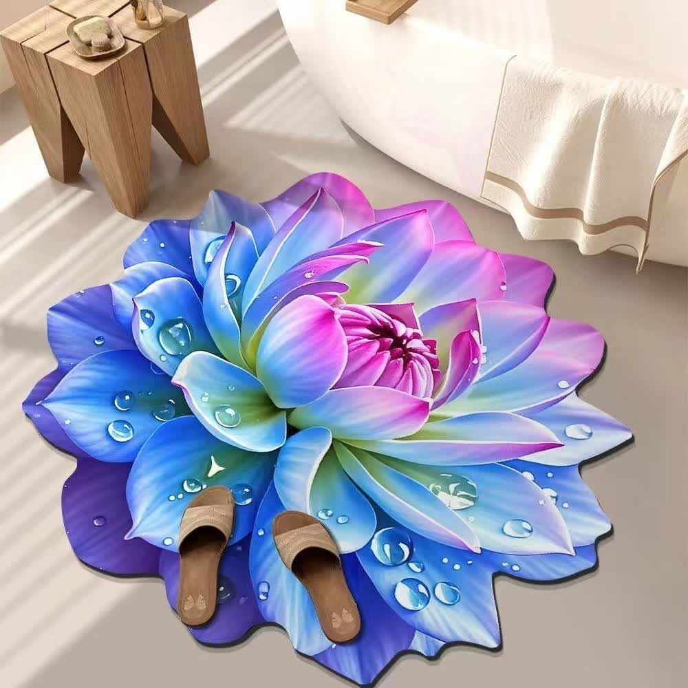 Colorful Floral 3D Effect Rug - Blue & Purple - 55" - image 8