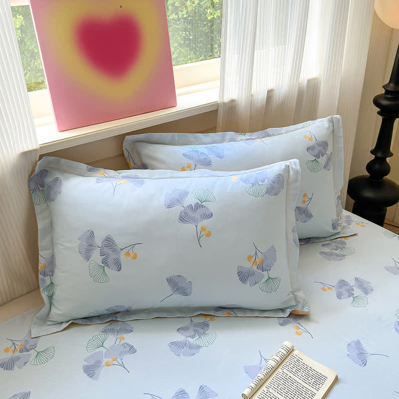 Blue Ginkgo Leaf Pure Cotton Bedding - 2PCS Pillowcases - 19" x 29" - image 1