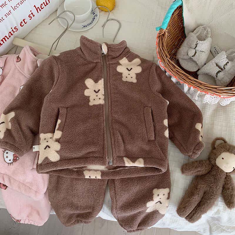 Bear Pattern Zip-up Child Loungewear Set - image 4