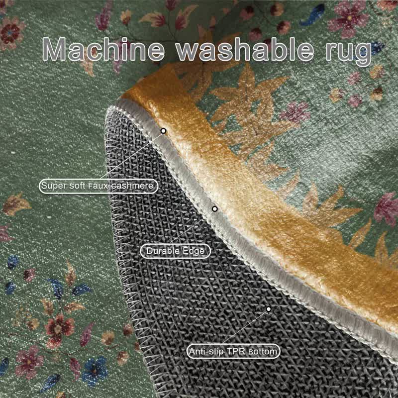 Anti-slip Bright Floral Foldable Round Area Rug - image 5