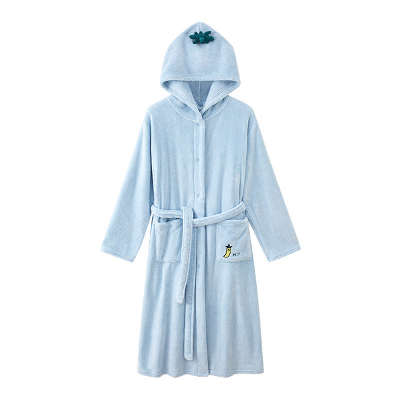 Matching Family Solid Color Hooded Bathrobe - Blue - Adult:L - image 6