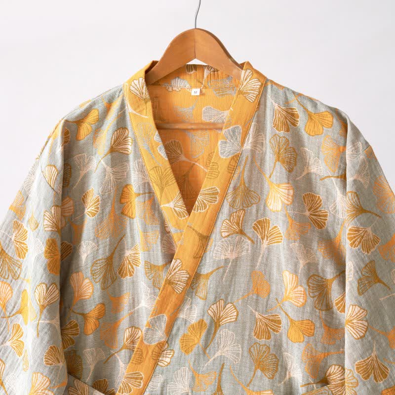 Ginkgo Biloba Cotton Gauze Kimono Robe - image 55