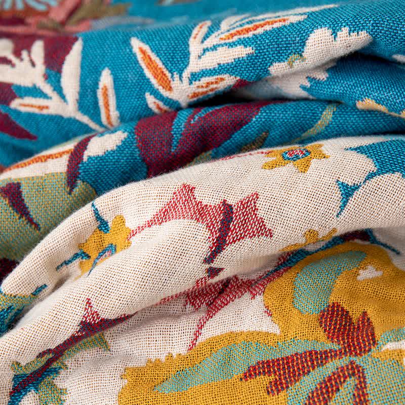 Whimsical Floral Cotton Gauze Tassel Quilt - image 3