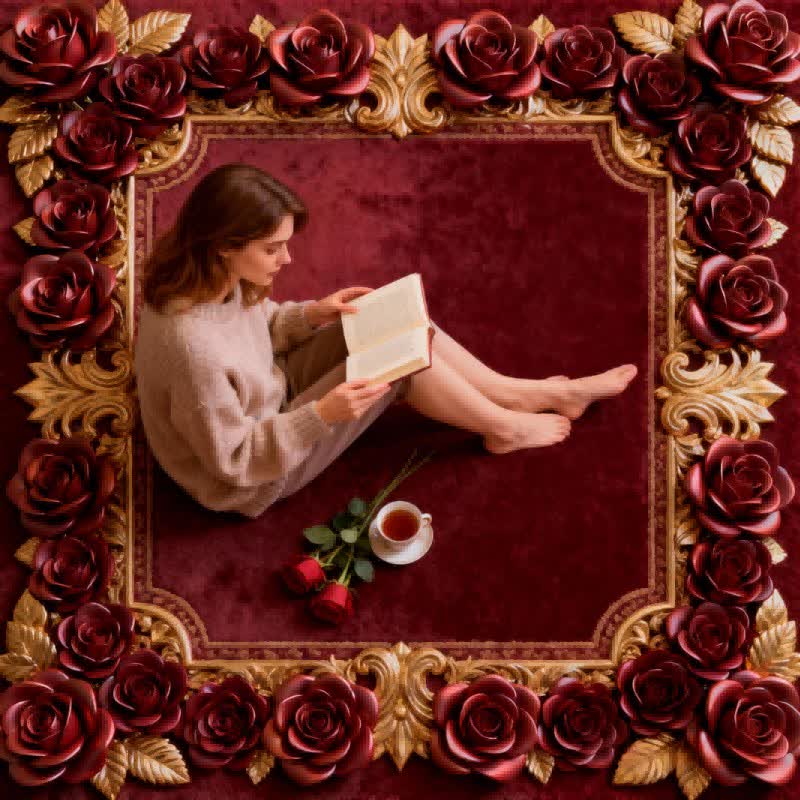Romantic Rose Anti-slip 3D Effect Rug - image 2