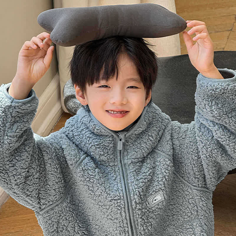 Solid Zip-up Hooded Child Loungewear Set - image 3