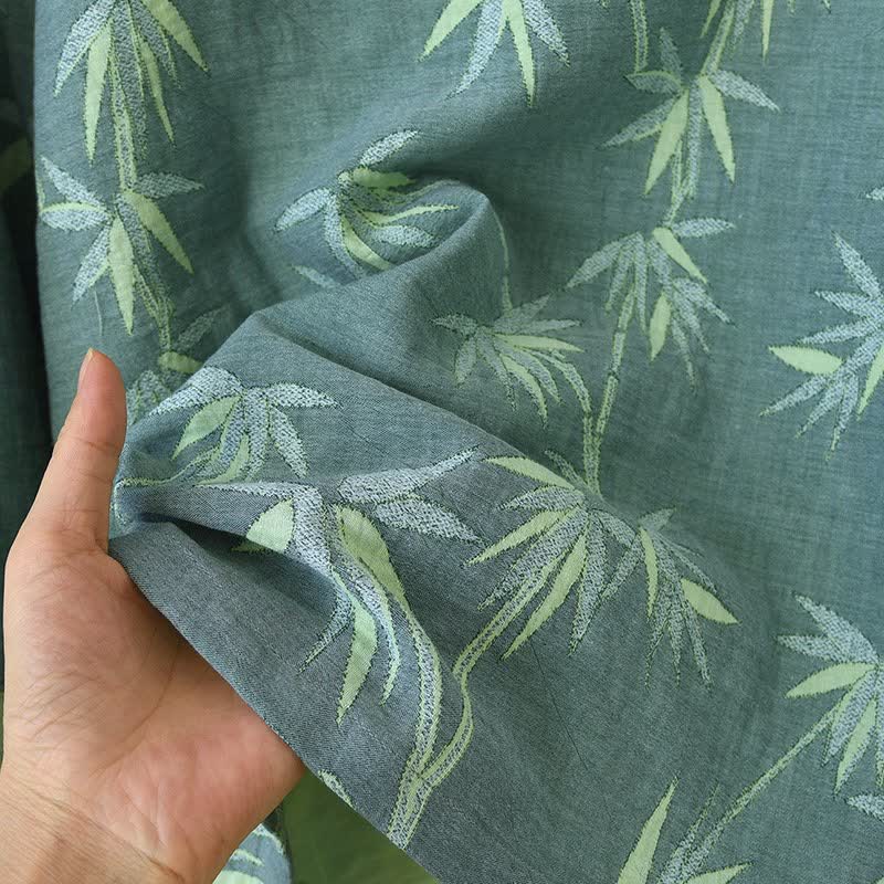 Green Bamboo Jacquard Cotton Gauze Pajamas - image 12