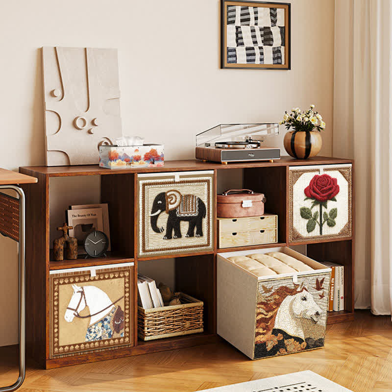 Retro Horse Bird Fabric Storage Basket - image 3