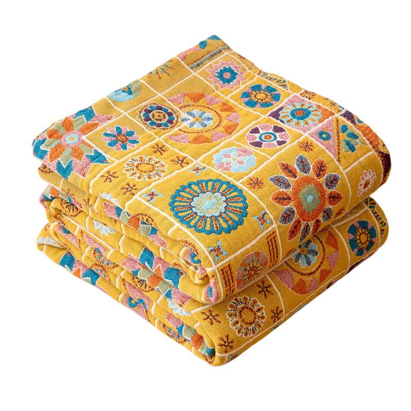 Geometric Pattern Plaid Cotton Gauze Blanket - image 6