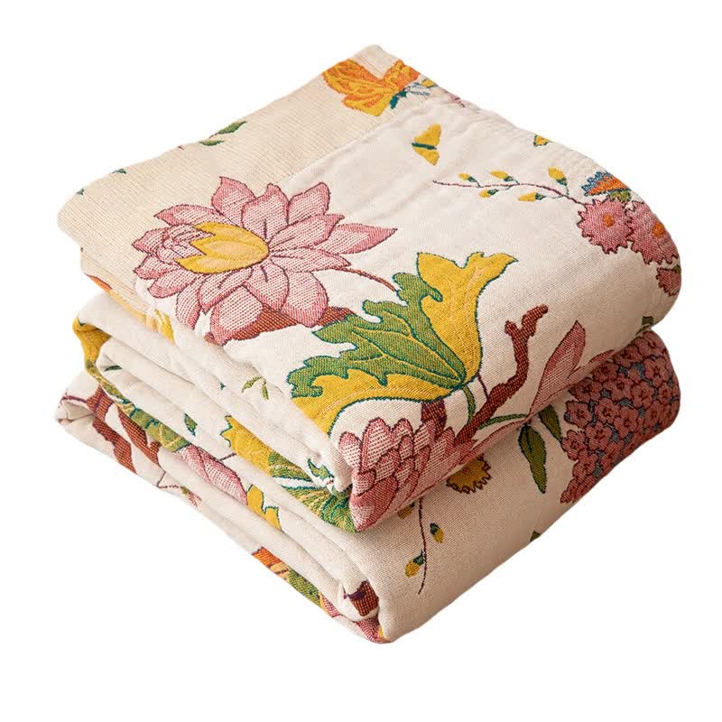 Country Floral Bird Cotton Gauze Blanket - image 6