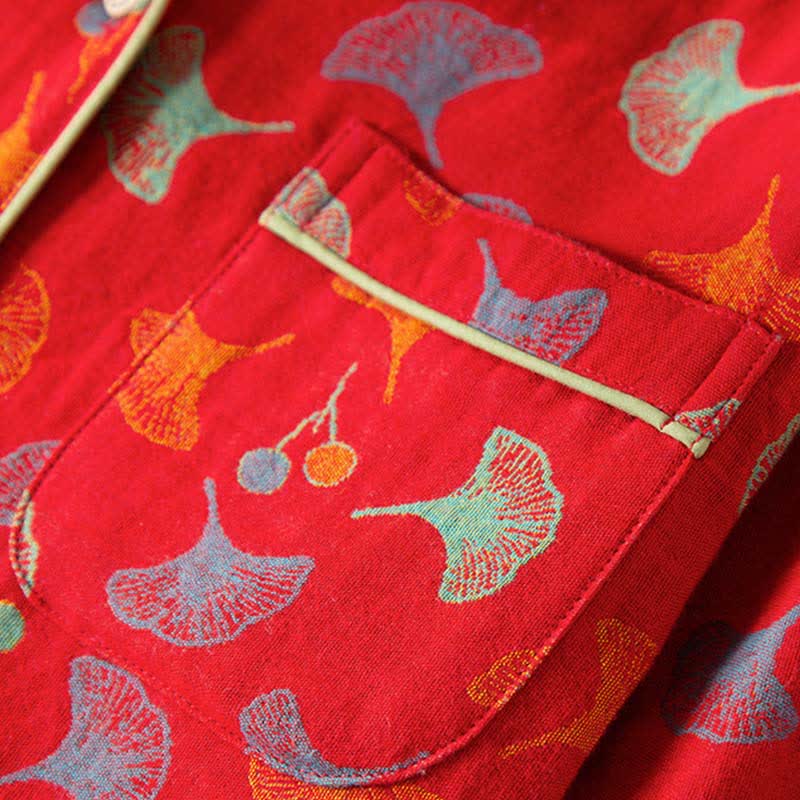Ginkgo Leaf Cotton Gauze Pajama Set - image 2