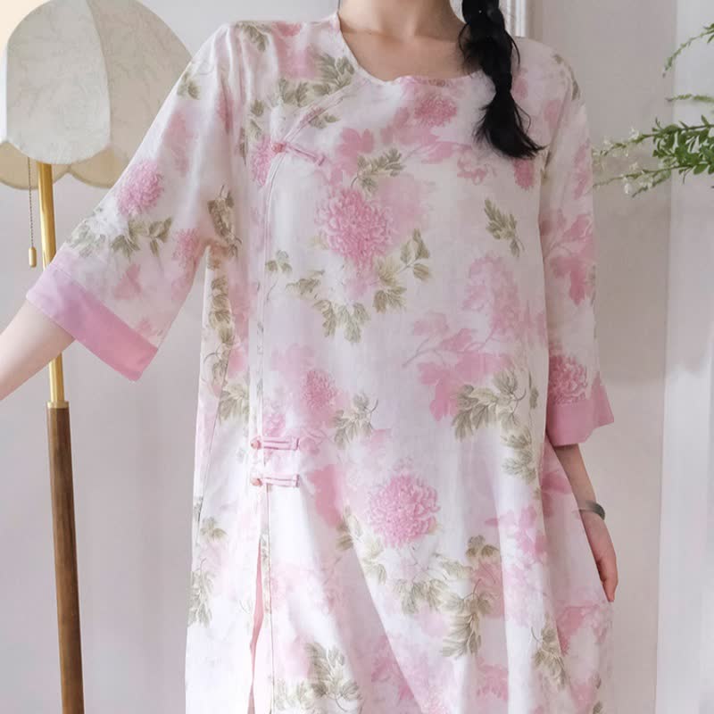 Elegant Chrysanthemum Eastern-Inspired Loungewear Set - image 3