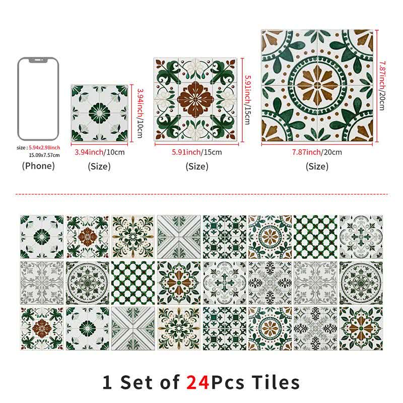 Green & White Peel and Stick Wall Sticker (24PCS) - image 13