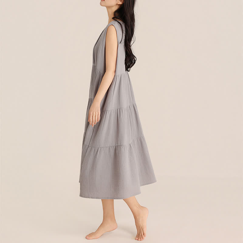 Minimalist Cotton Double Gauze Sleeveless Nightgown - image 12