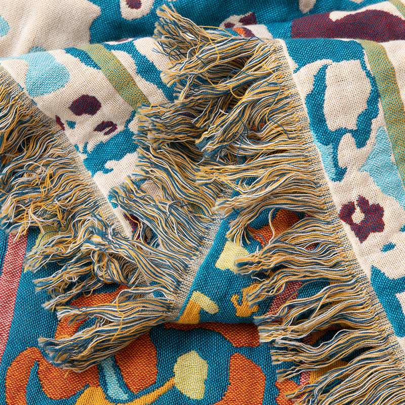 Retro Blue Pure Cotton Blanket - image 4