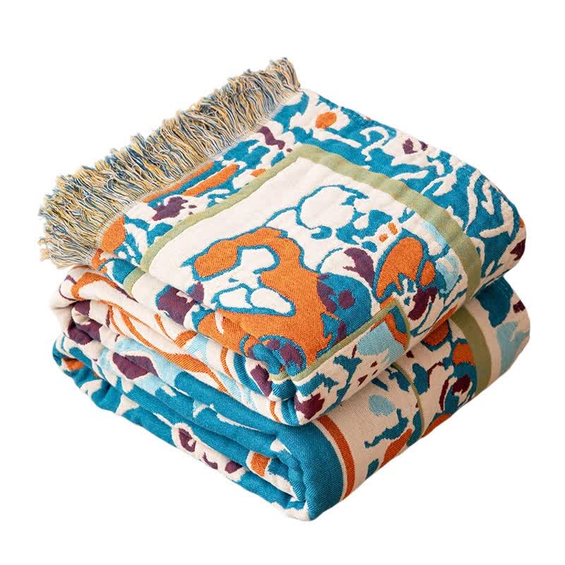 Retro Blue Pure Cotton Quilt Blanket - image 4