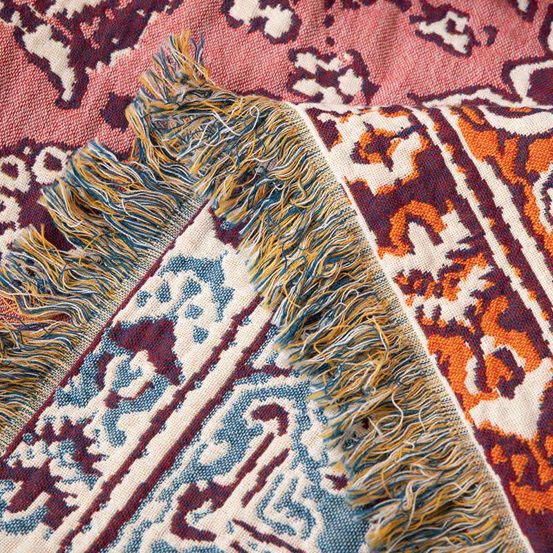 Vintage Floral Cotton Tassel Blanket - image 5
