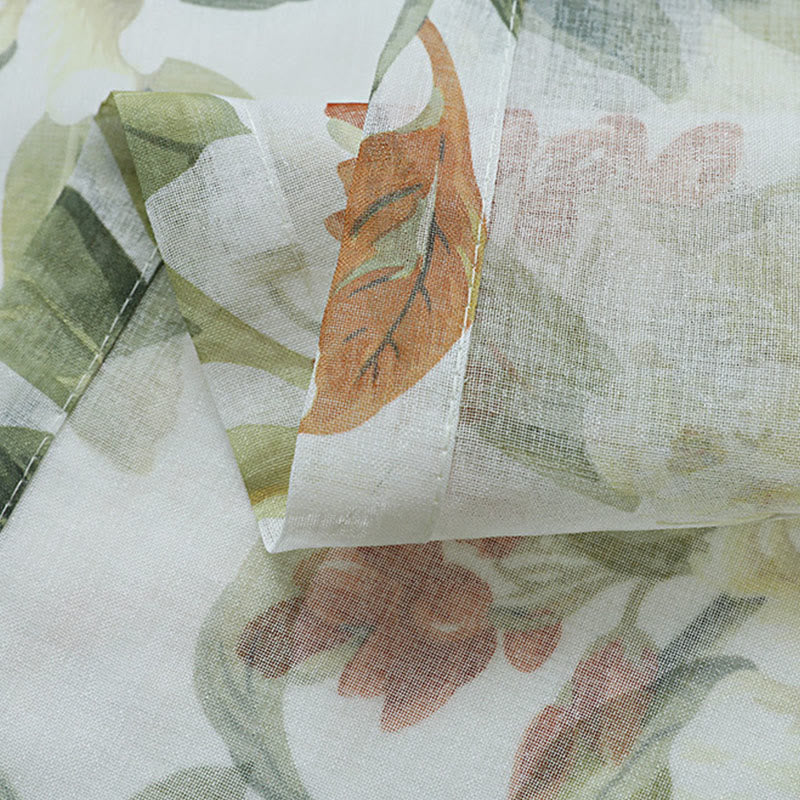 Refresh Floral Rod Pocket Cotton Linen Curtain - image 7