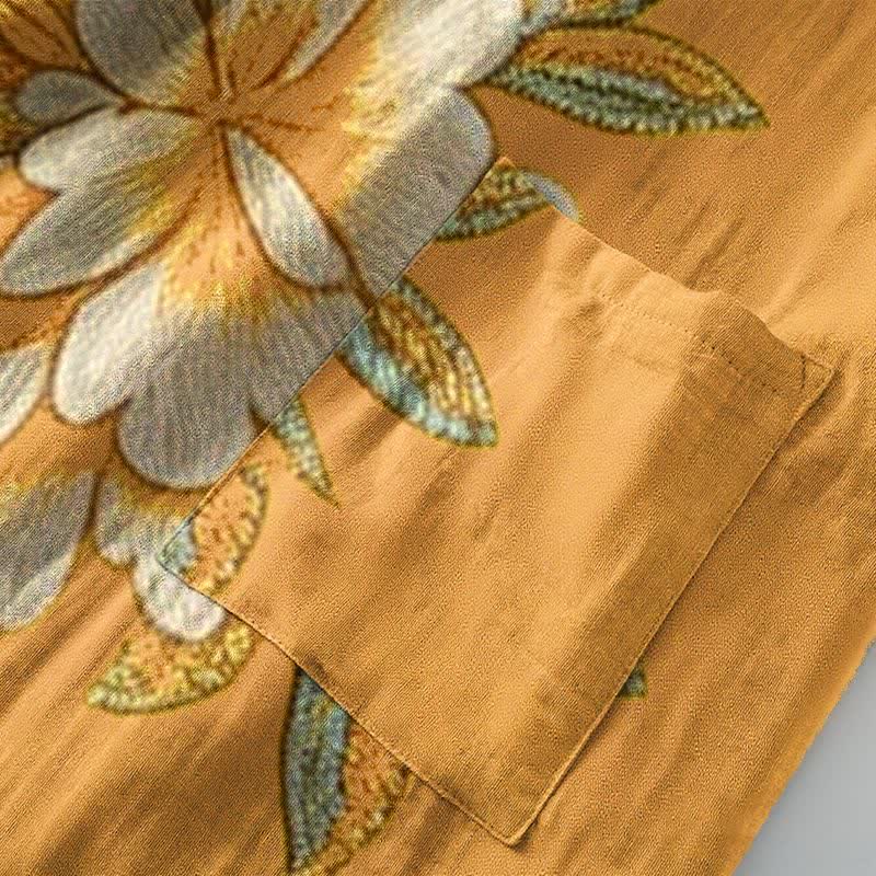 Yellow Peony Cotton Gauze Kimono Robe - image 6