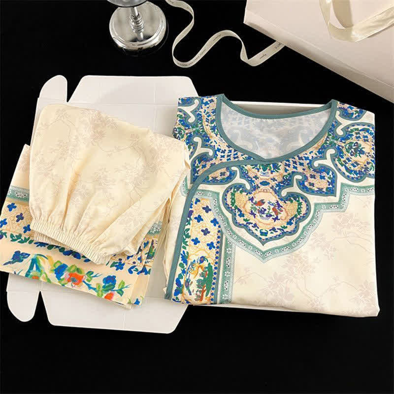 Vintage Style Hanfu-Inspired Pajama Set - image 4