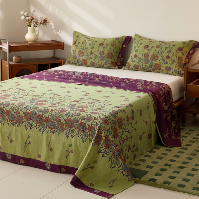 Luxurious Floral Cotton Double Gauze Bedspread - image 1