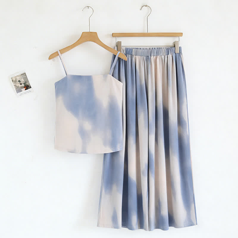 Artistic Blue Print Camisole & Pants Sleepwear - Blue - XXL - image 0