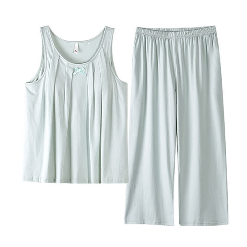 Solid Color Cotton Tank & Pants Sleepwear - image 14