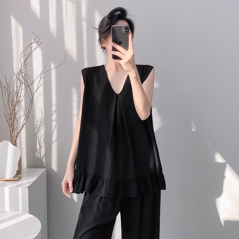 Solid Color Tank & Pants Pajama Set - image 17