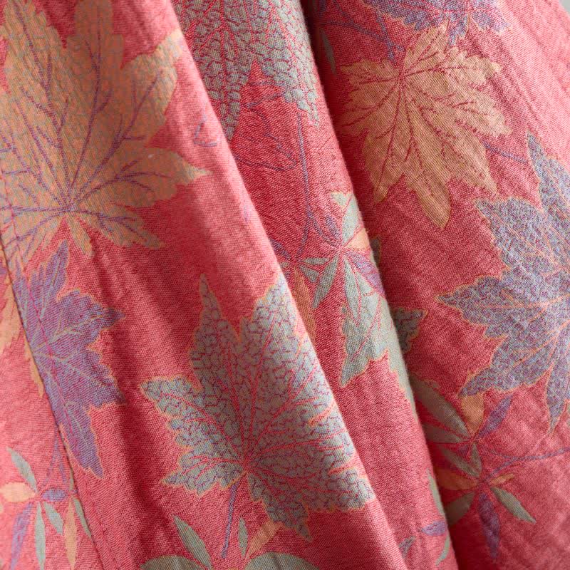 Double Gauze Maple Leaf Cotton Kimono Robe - image 8