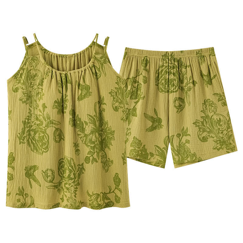 Vintage Floral Bird Cami & Shorts Pajamas - image 9