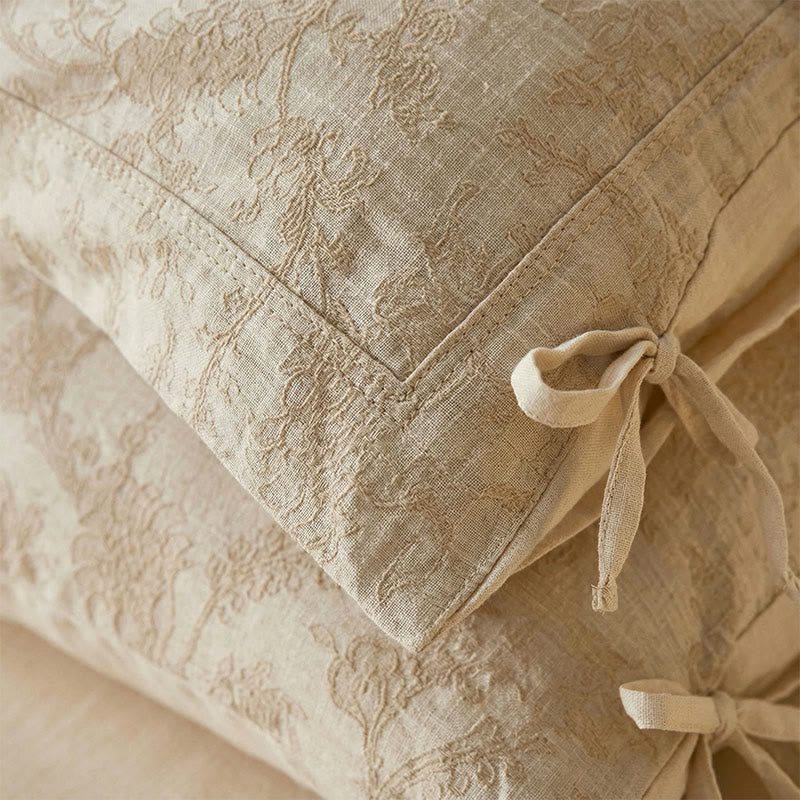 Floral Bow Tie Cotton Linen Pillowcases (2PCS) - image 2
