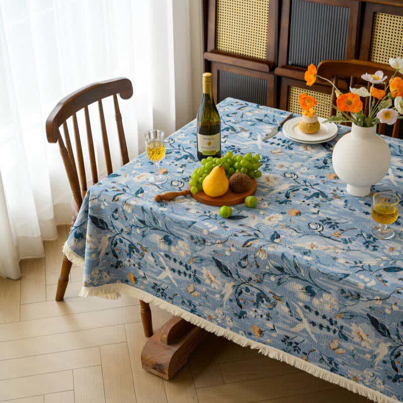 Serene Garden Oil Painting Jacquard Tablecloth - image 4